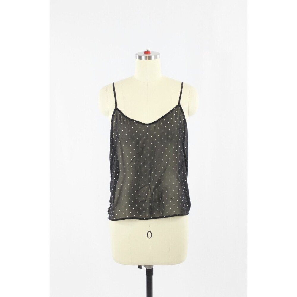 AMERICAN APPAREL Sheer Black Polka Dot Chiffon Camisole Tank Top, Size XS